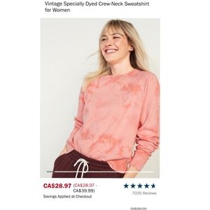 Ladies Vintage Peach Tye-Dye Sweatshirt